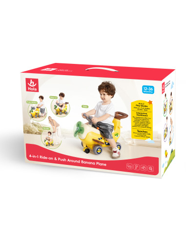 HE9983,Avion Interactiv 4 In 1 Ride On Si Maner De Impingere Banana