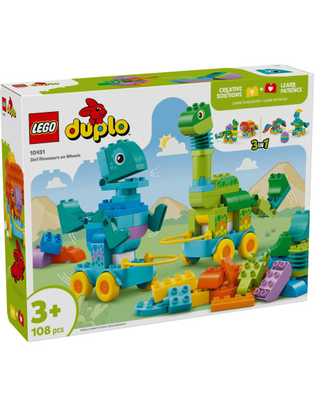 LEGO-10451,Lego Duplo Dinozauri Pe Roti 3 In 1 10451