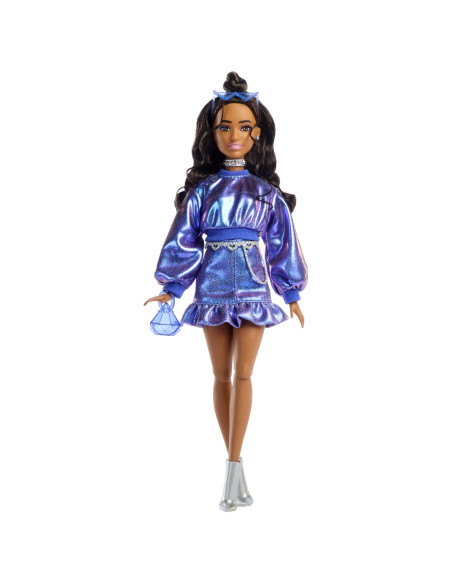 MTJFP42,Barbie Deluxe Style Papusa Barbie Rochie Albastru Metalizat MTJFP42,Barbie Deluxe Style Papusa Barbie Rochie Albastru Metalizat