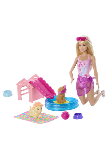 MTJBF35,Barbie Color Change Petrecerea Catelusului La Piscina MTJBF35,Barbie Color Change Petrecerea Catelusului La Piscina