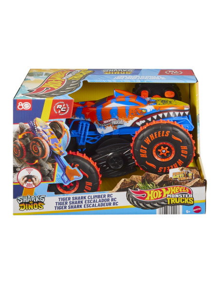 MTJFR39,Hot Wheels Monster Truck Sharks Vs Dinos Masina Cu Telecomanda Tiger Shark Climber