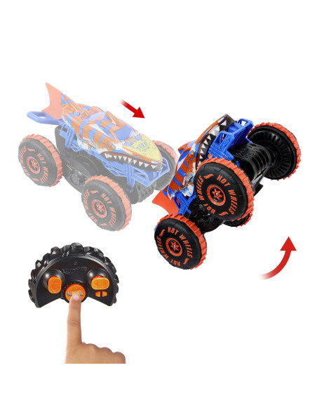 MTJFR39,Hot Wheels Monster Truck Sharks Vs Dinos Masina Cu Telecomanda Tiger Shark Climber