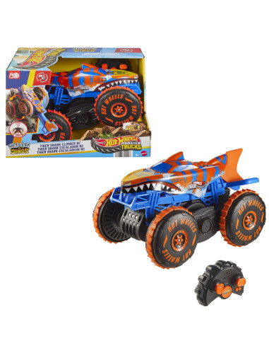 MTJFR39,Hot Wheels Monster Truck Sharks Vs Dinos Masina Cu Telecomanda Tiger Shark Climber