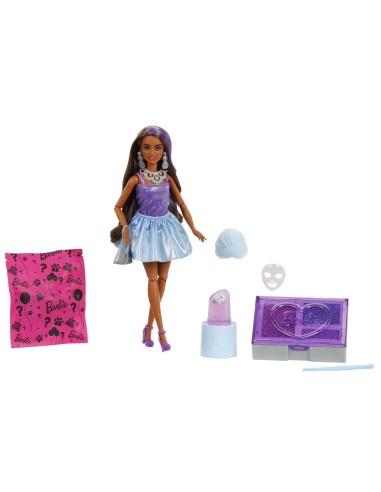 MTJFY66,Barbie Set Party Unboxed Reveal Papusa Barbie Violet Cu 10 Accesorii Surpriza