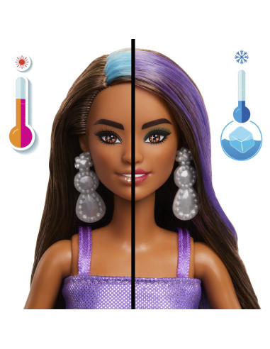 MTJFY66,Barbie Set Party Unboxed Reveal Papusa Barbie Violet Cu 10 Accesorii Surpriza