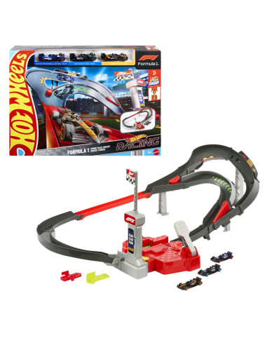 MTJDY15,Hot Wheels Racing Curcuit De Curse Formula 1 Cu 3 Masinute Incluse