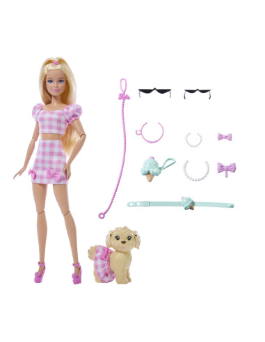 MTJFP36,Barbie Twinning Looks Set Papusa Barbie Blonda Si Catel Cu Accesorii
