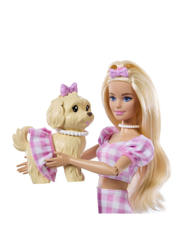 MTJFP36,Barbie Twinning Looks Set Papusa Barbie Blonda Si Catel Cu Accesorii