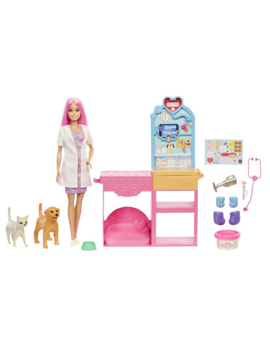 MTJFX93,Barbie You Can Be Anything Set Clinica Veterinara Fast Cast Cu Accesorii