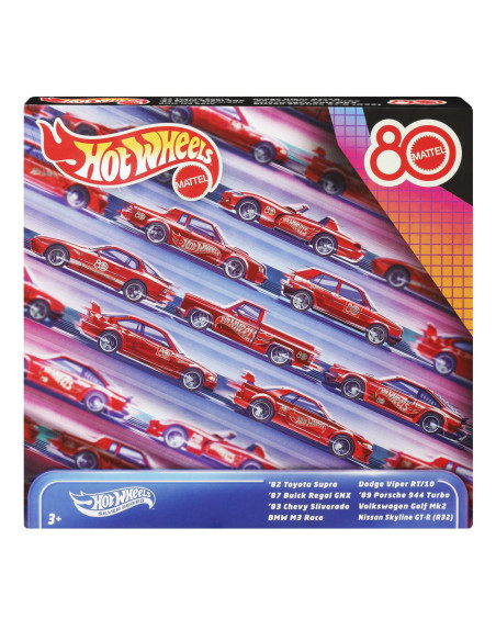 MTJGK09,Hot Wheels Silver Series Aniversarea A 80 De Ani Set 8 Masinute Metalice Scara 1 La 64