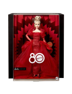 MTJBJ17,Barbie Signature Aniversare 80 De Ani Papusa Barbie Blonda Cu Rochie De Bal Rosie