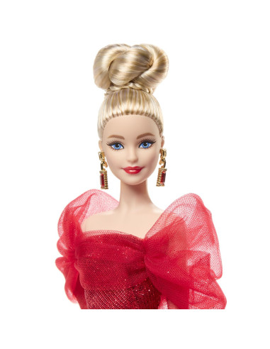MTJBJ17,Barbie Signature Aniversare 80 De Ani Papusa Barbie Blonda Cu Rochie De Bal Rosie