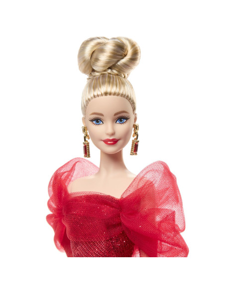 MTJBJ17,Barbie Signature Aniversare 80 De Ani Papusa Barbie Blonda Cu Rochie De Bal Rosie