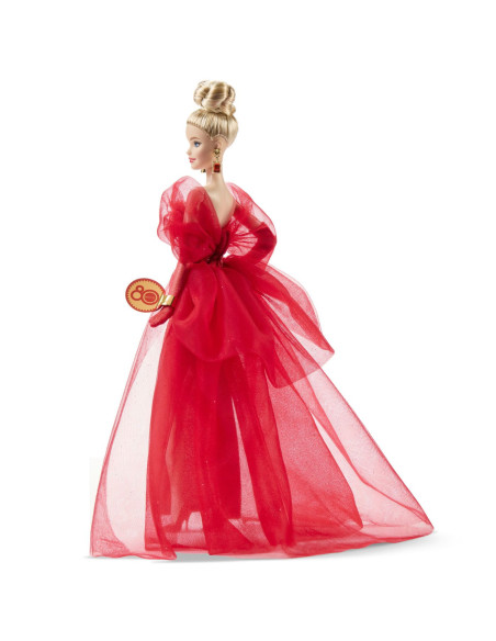 MTJBJ17,Barbie Signature Aniversare 80 De Ani Papusa Barbie Blonda Cu Rochie De Bal Rosie