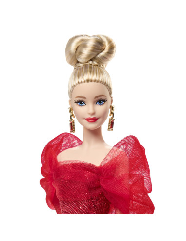 MTJBJ17,Barbie Signature Aniversare 80 De Ani Papusa Barbie Blonda Cu Rochie De Bal Rosie