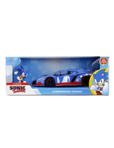 VV-253255082,Jada Set Figurina Ariciul Sonic Si Masinuta Metalica Sonic Lamborghini Veneno Scara 1 La 24