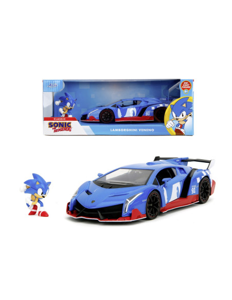 VV-253255082,Jada Set Figurina Ariciul Sonic Si Masinuta Metalica Sonic Lamborghini Veneno Scara 1 La 24