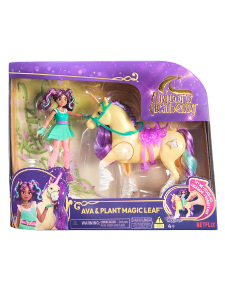 VV-6072482,Unicorn Academy Set Papusa Ava Si Unicornul Leaf Planta Magica