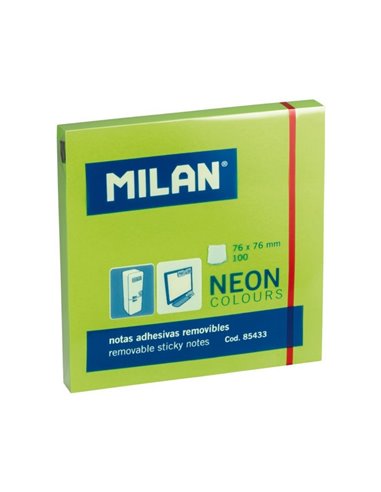 Bloc notes adeziv (Post-it) Milan, 76×76 mm, Verde neon