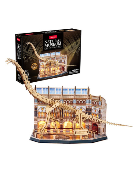CUL544h,Cubic Fun - Puzzle 3D cu LED muzeul natural Brachiosaurus 217 piese