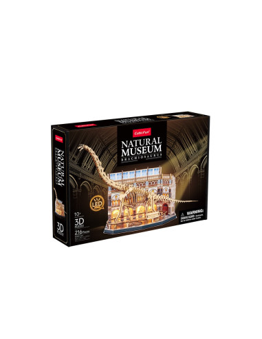 CUL544h,Cubic Fun - Puzzle 3D cu LED muzeul natural Brachiosaurus 217 piese