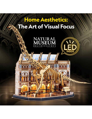 CUL544h,Cubic Fun - Puzzle 3D cu LED muzeul natural Brachiosaurus 217 piese