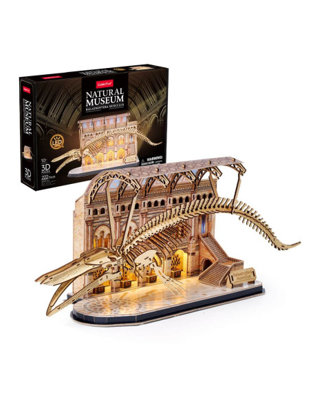 CUL545h,Cubic Fun - Puzzle 3D cu LED muzeul natural Balena albastra 223 piese