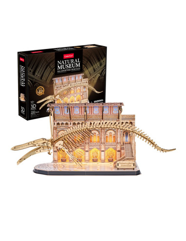 CUL545h,Cubic Fun - Puzzle 3D cu LED muzeul natural Balena albastra 223 piese