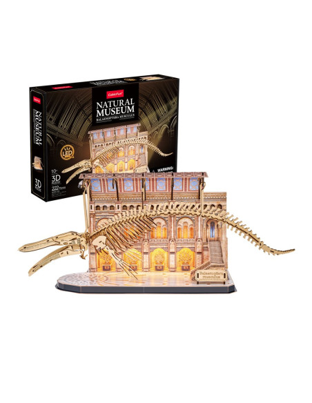 CUL545h,Cubic Fun - Puzzle 3D cu LED muzeul natural Balena albastra 223 piese