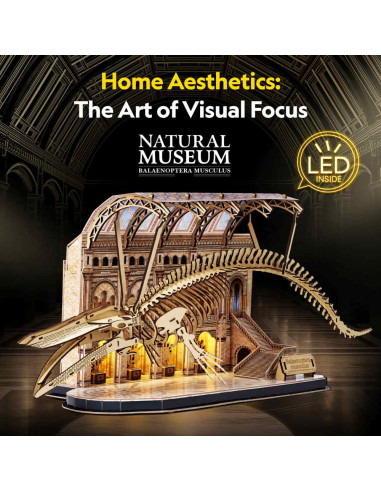 CUL545h,Cubic Fun - Puzzle 3D cu LED muzeul natural Balena albastra 223 piese