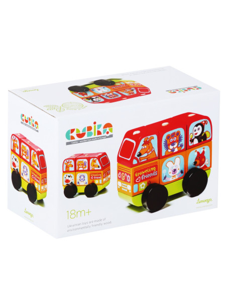 KC-13197,Jucarie din lemn, cubika, mini bus
