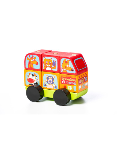 KC-13197,Jucarie din lemn, cubika, mini bus