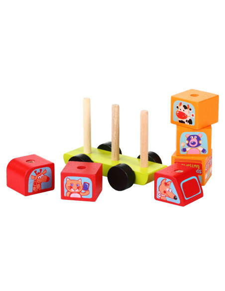 KC-13197,Jucarie din lemn, cubika, mini bus