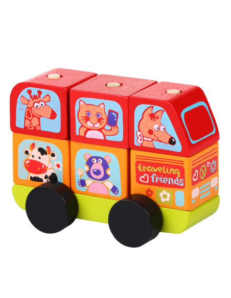 KC-13197,Jucarie din lemn, cubika, mini bus