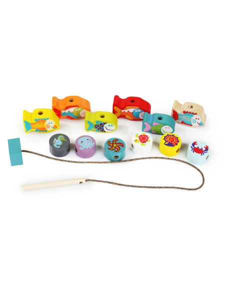 KC-13647,Jucarie din lemn, cubika, “joc de indemanare, pestisori”