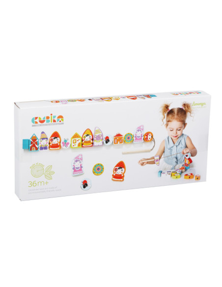 KC-13654,Jucarie din lemn, cubika, “joc de indemanare, papusi”