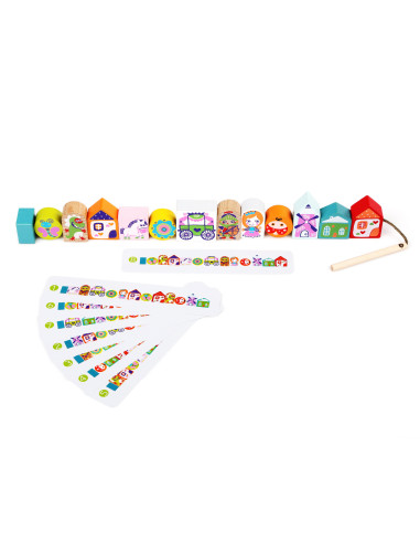 KC-14309,Jucarie din lemn, cubika, “joc de indemanare personaje de poveste”