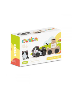 KC-15450,Jucarie din lemn cubika, kitties family