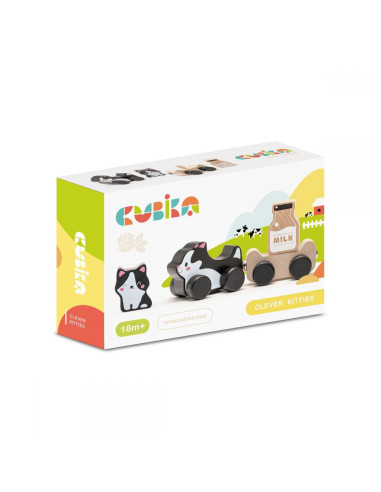 KC-15450,Jucarie din lemn cubika, kitties family