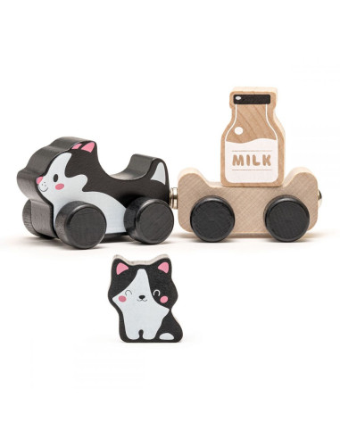 KC-15450,Jucarie din lemn cubika, kitties family