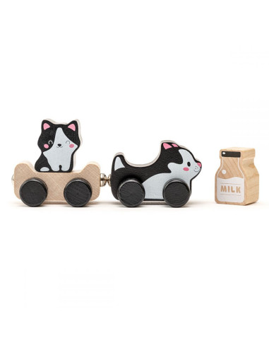 KC-15450,Jucarie din lemn cubika, kitties family