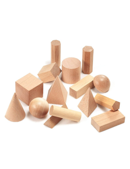 EDX-21030,Forme geometrice 3D din lemn, 15 piese