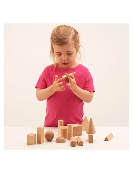 EDX-21030,Forme geometrice 3D din lemn, 15 piese