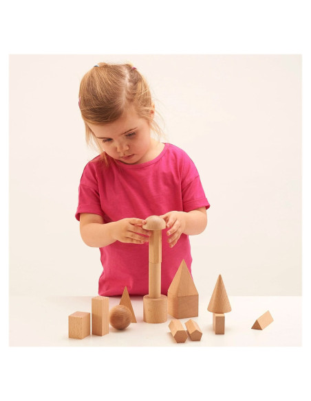EDX-21030,Forme geometrice 3D din lemn, 15 piese