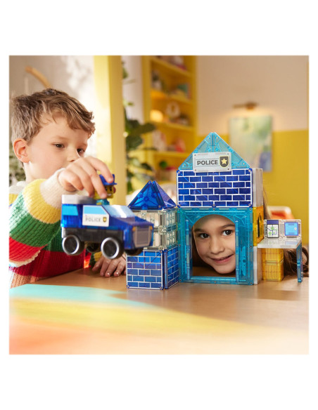 MGT-252035PS,MAGNA-TILES Police Station, 35 piese