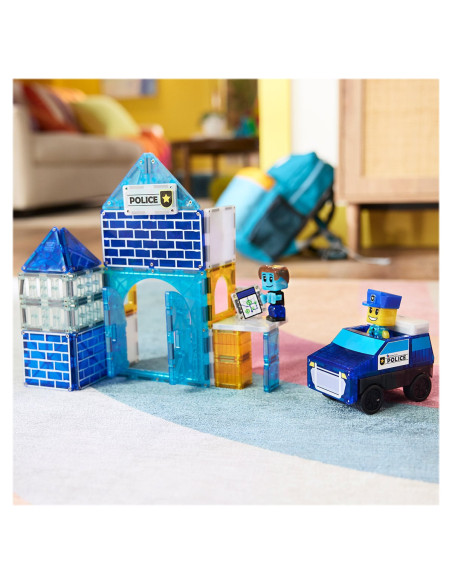 MGT-252035PS,MAGNA-TILES Police Station, 35 piese