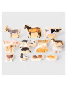 TIK-73598,Blocuri din lemn cu animale domestice, 15 piese
