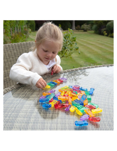 TIK-73149,Set de sortare, Masinute translucide colorate, 72 piese