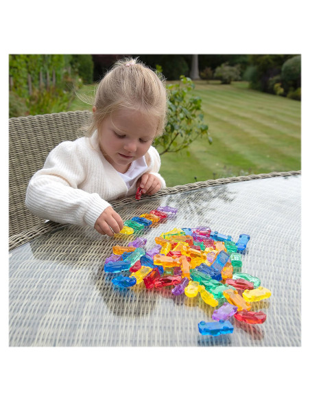 TIK-73149,Set de sortare, Masinute translucide colorate, 72 piese