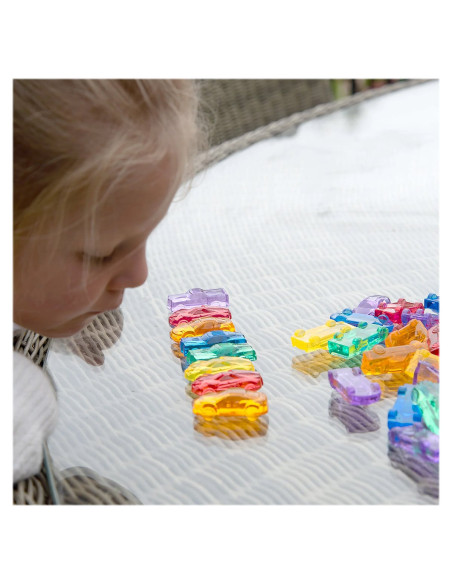 TIK-73149,Set de sortare, Masinute translucide colorate, 72 piese